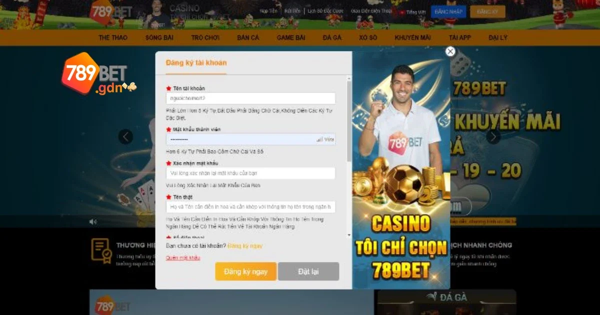 Hướng dẫn đăng ký tài khoản tại trang chủ 789bet